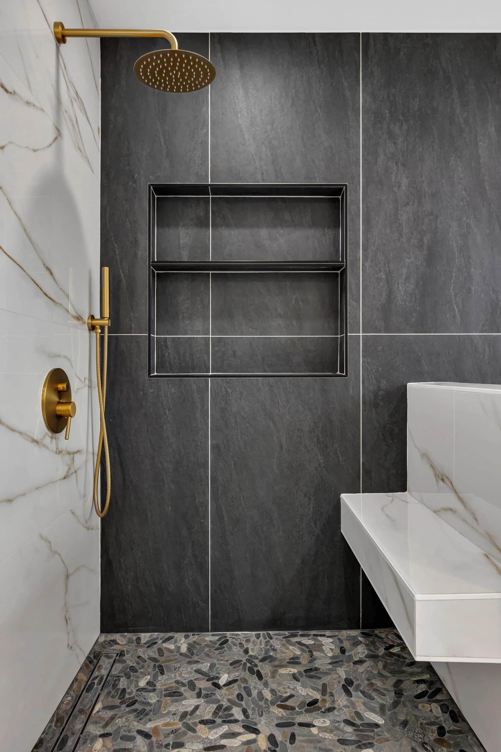 Waterproof membrane installed in a tiled shower