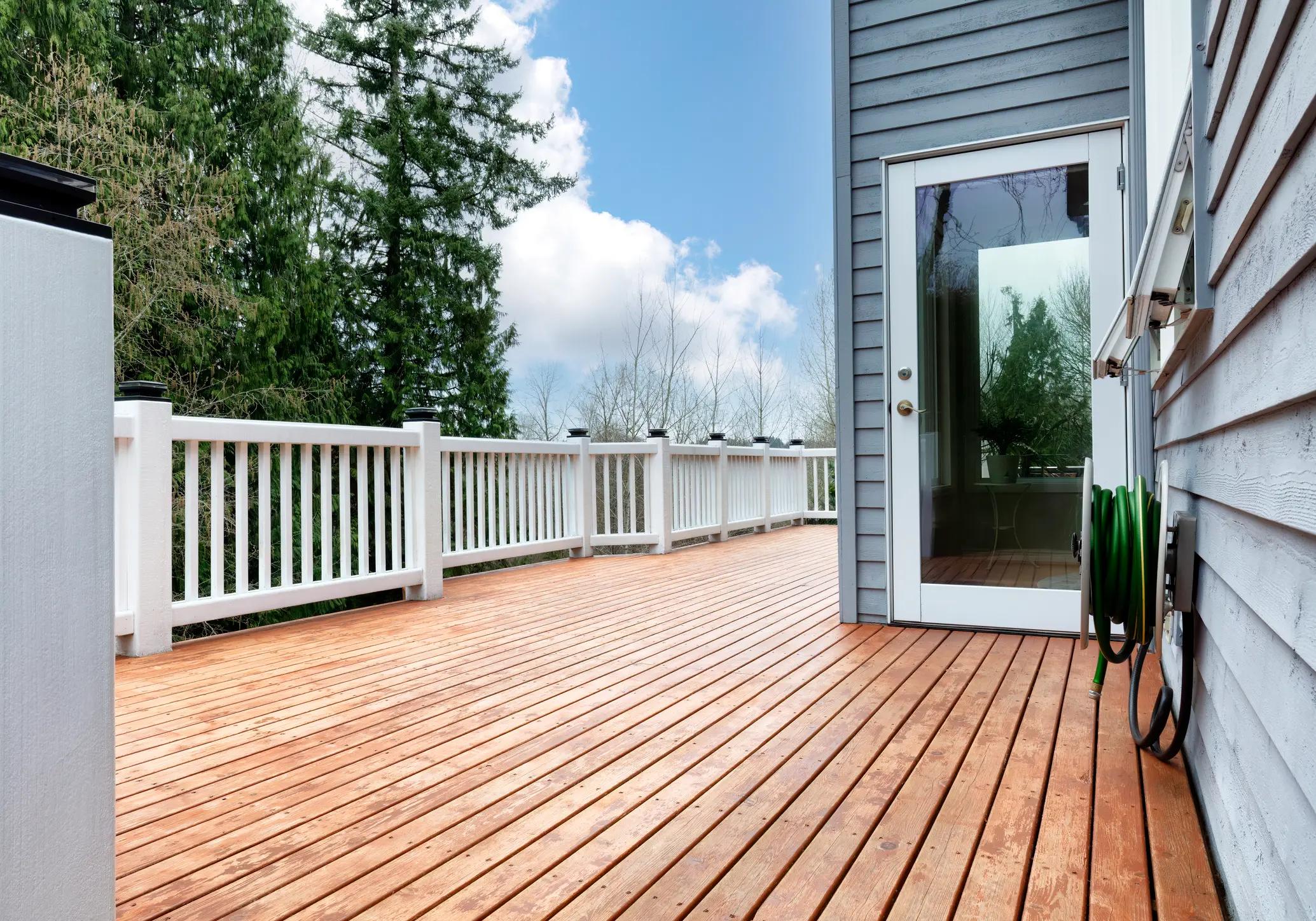 Hillside deck construction in San Mateo County