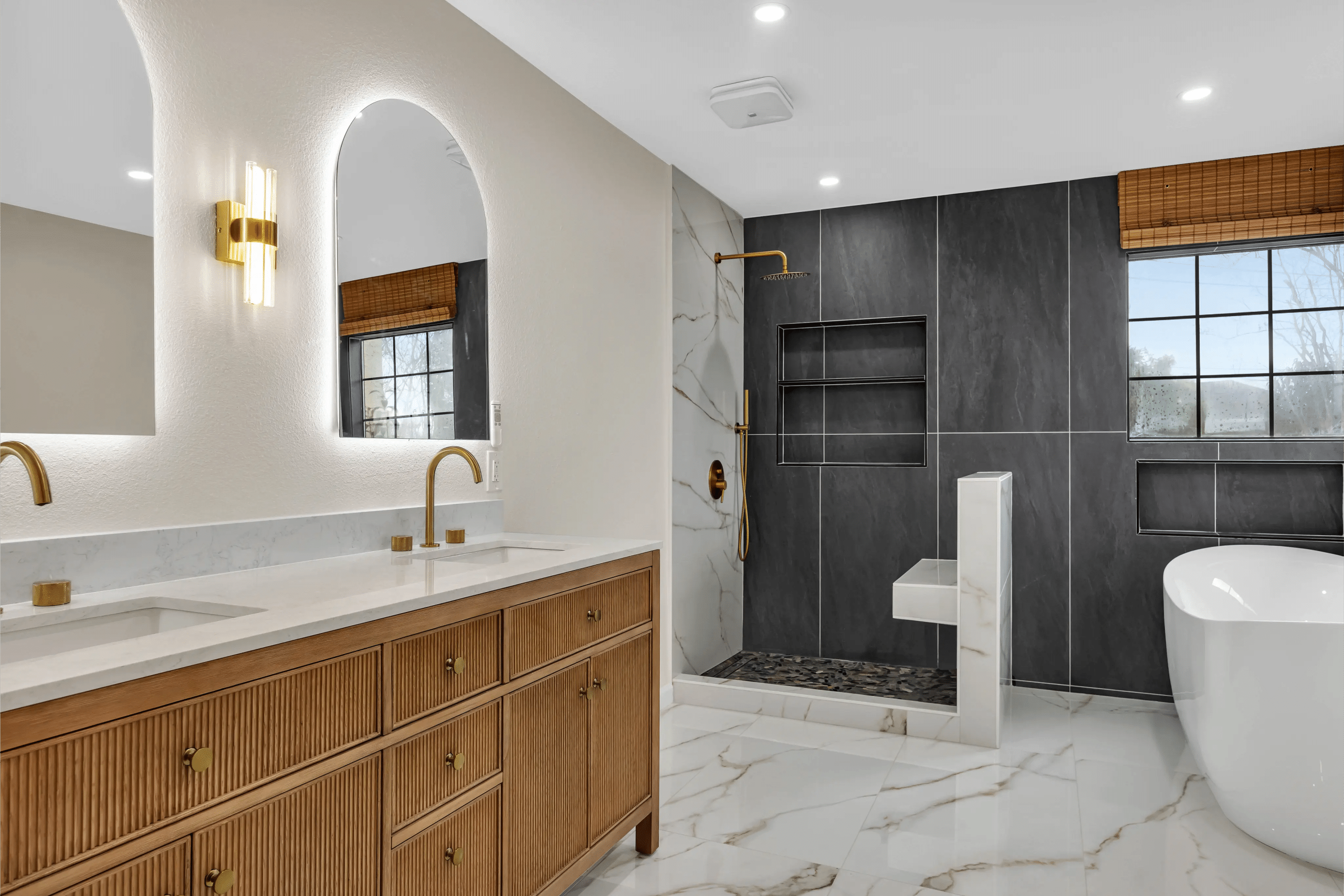 Remodeled bathroom in Redwood City by Bark and Build