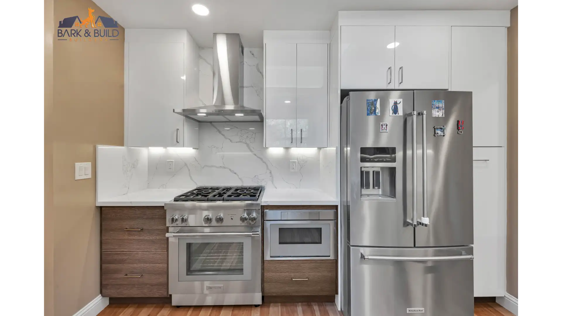 Custom home kitchen in a Redwood City infill build