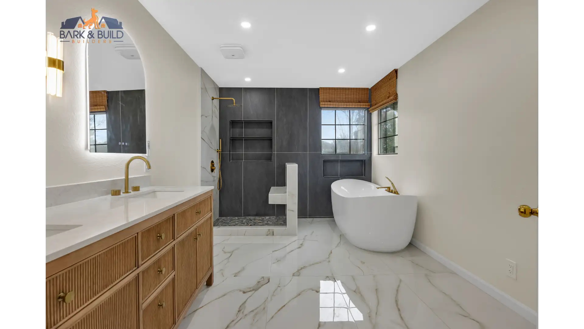 Custom home primary bath in Redwood City