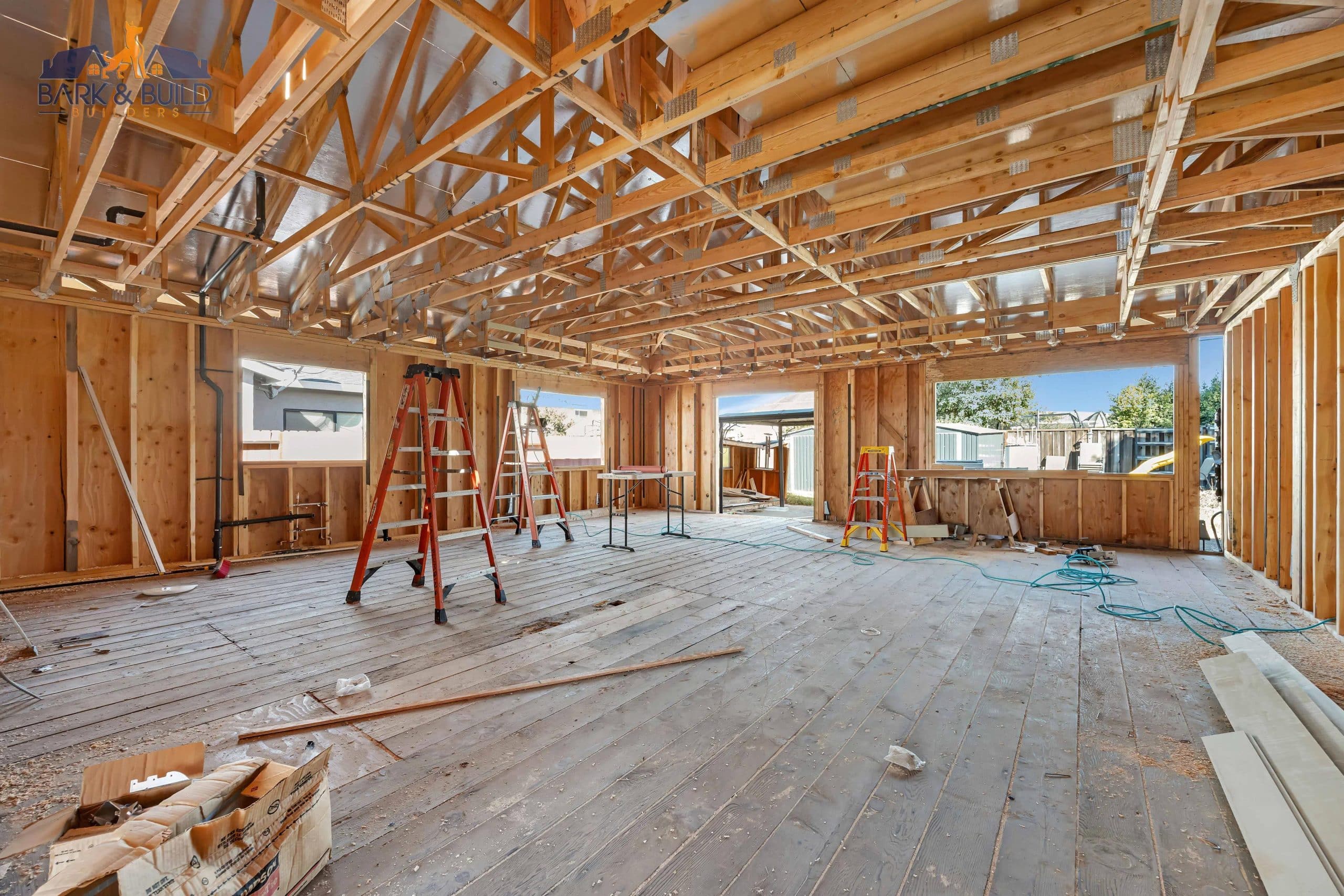 Interior framing for a JADU conversion in Redwood City