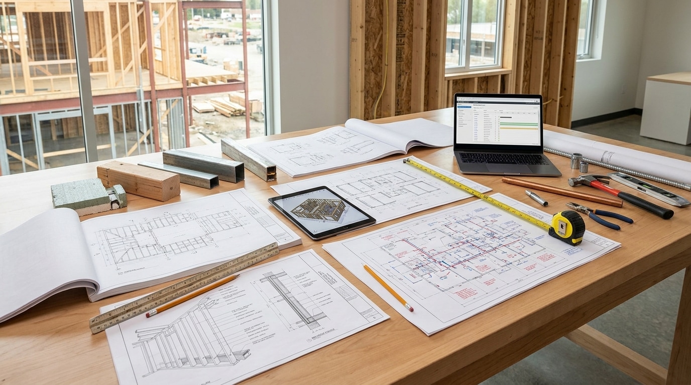 Bark and Build design team reviewing construction drawings