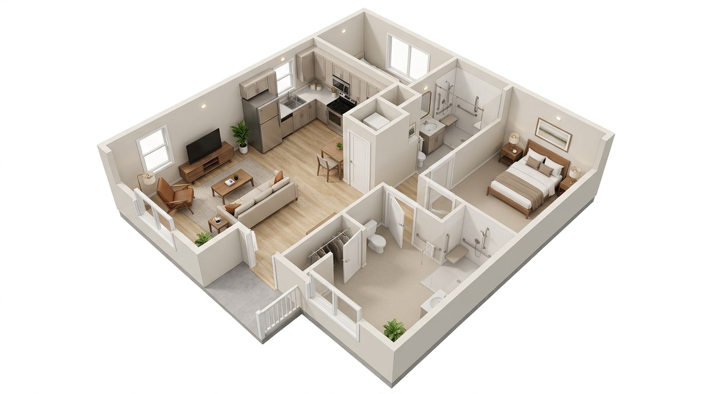 Model R1 retirement ADU floor plan