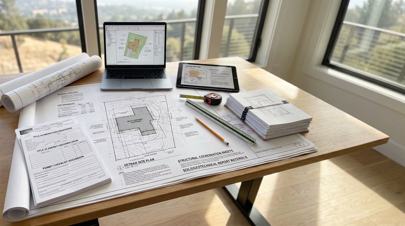 Home addition plans prepared for San Mateo County plan check