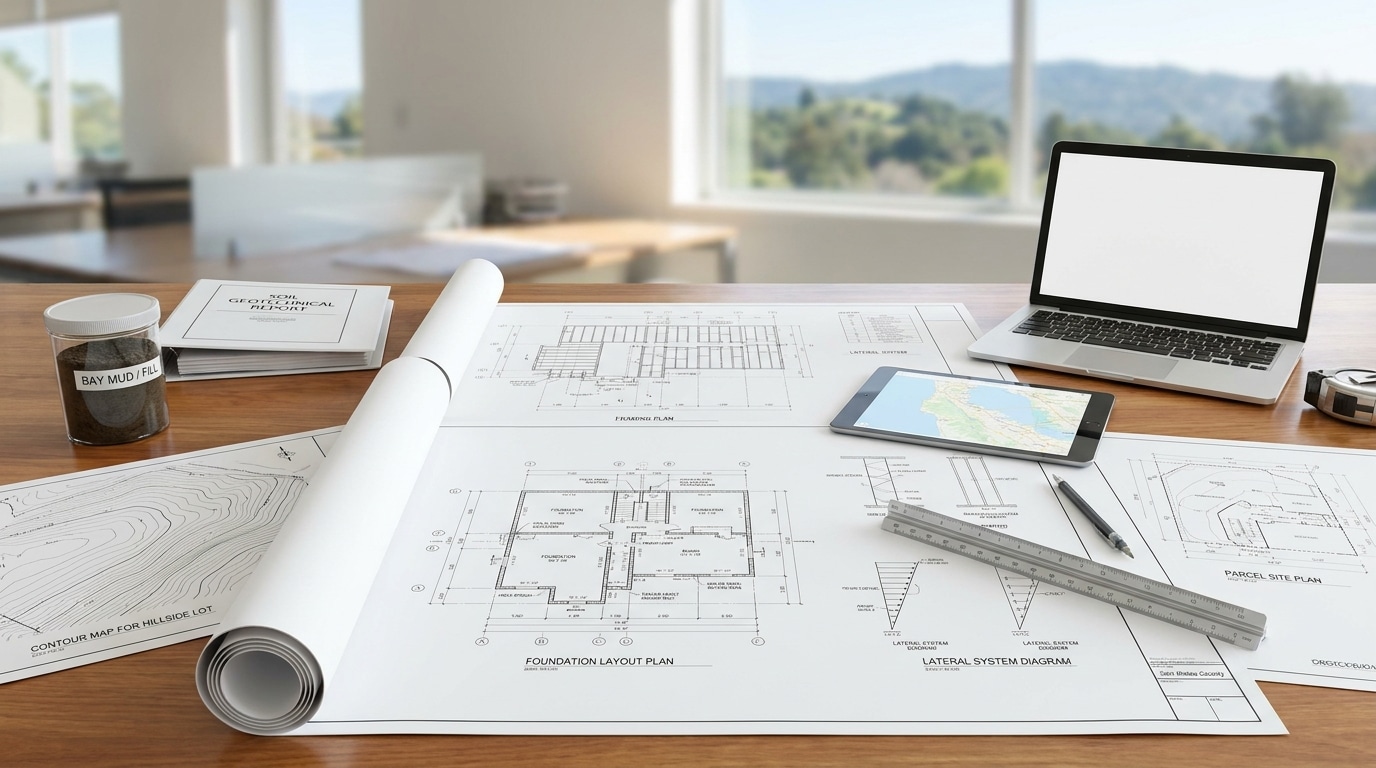 Foundation and framing plan engineered for a San Mateo County parcel
