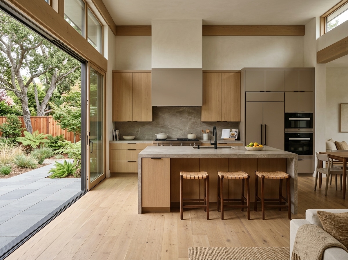 Custom home kitchen in a Redwood City infill build